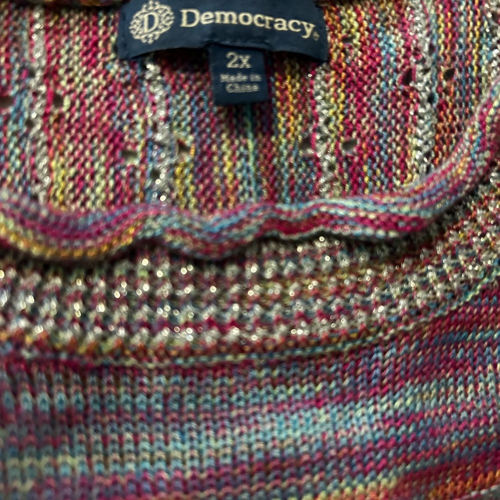 EUC Democracy Multicolor Heathered Loose Fitted Knit Top w/Sleeves Asymmetrical - Picture 9 of 10
